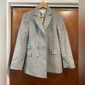 Topshop Light Gray Plaid Blazer